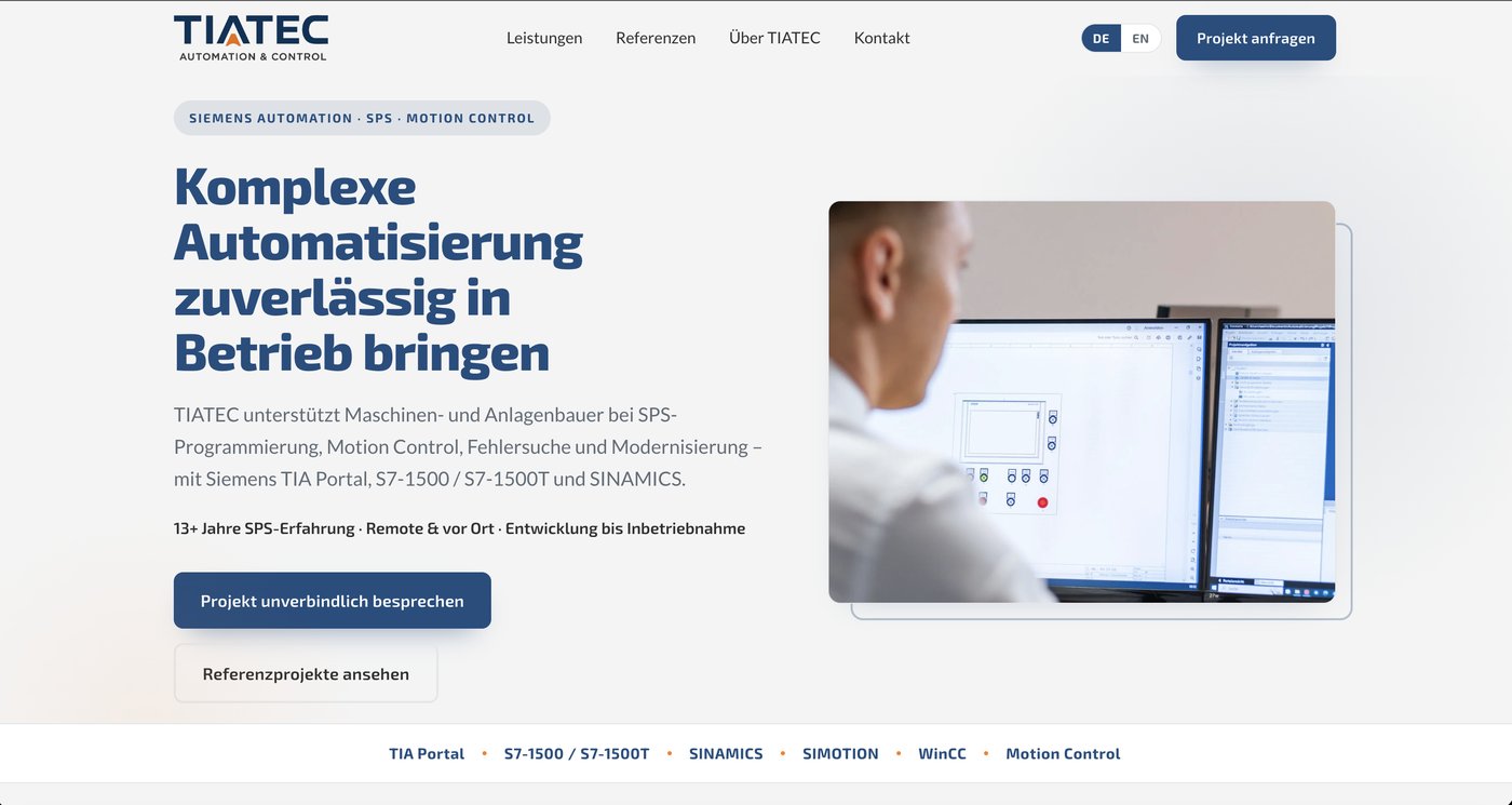 Website von TIATEC Automation & Control